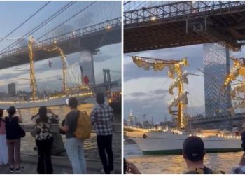 Kapal Layar Tabrak Jembatan Brooklyn Viral, 2 Penumpang Dalam Kondisi Kritis