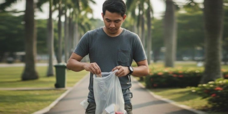 Warga Malaysia Buat Kebiasaan Baru Bawa Kantong Sampah Sendiri atau Buang di Saku