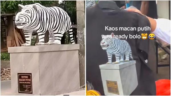 Viral Patung Macan Putih di Kediri Memberi Berkah untuk Warga Lokal, Simak Buktinya!