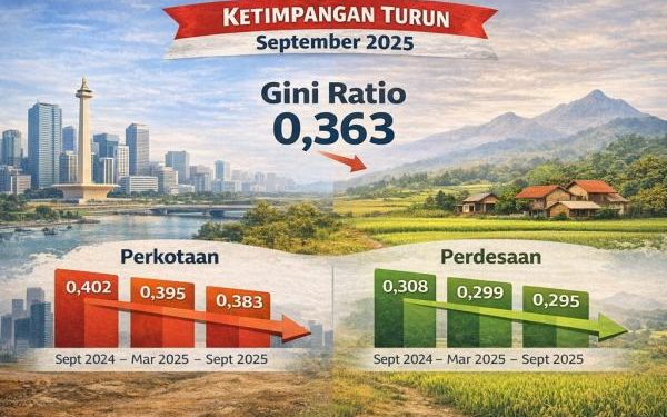 Ketimpangan Pengeluaran Penduduk RI Menurun September 2025, Kota Paling Besar Kontributor